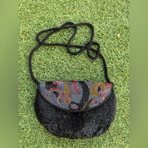 Retro Beaded Black and Multicolor Women's clutch
